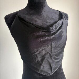 Wild Fable Black Satin Ruched Crop Top – Size Medium
